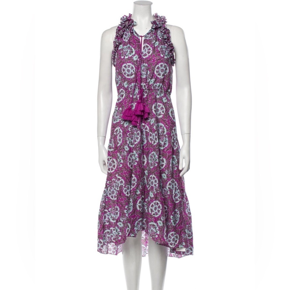 1026 Figue Printed Midi Dress Size Medium Color Purple